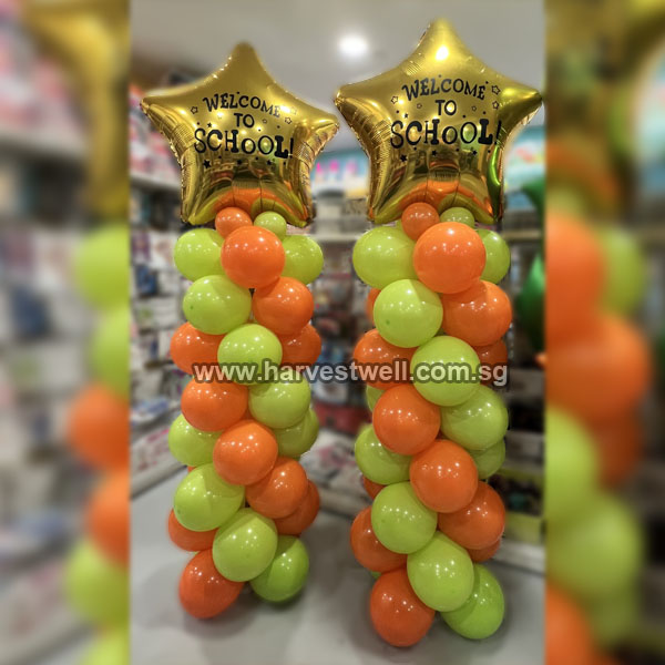 Spiral Balloon Column with Custom Print on Jumbo Foil Star